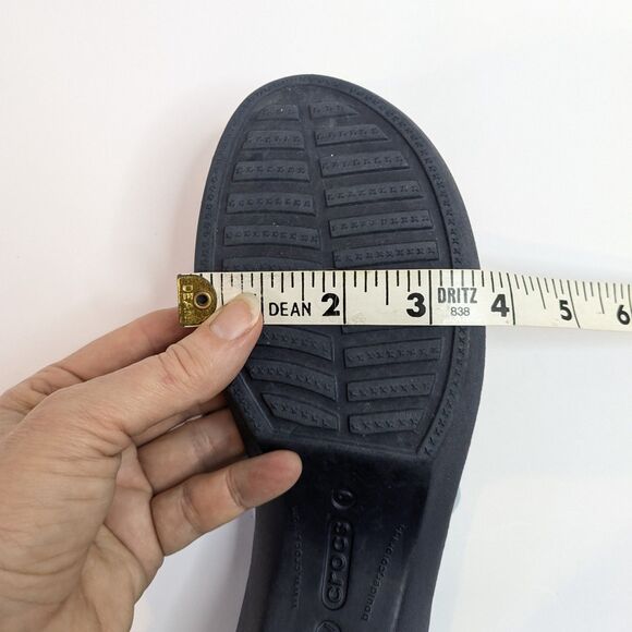 Crocs Madeira Wedge Slide Sandals Women's 9 Navy Blue Light Blue 2-Strap Comfort - Picture 13 of 14